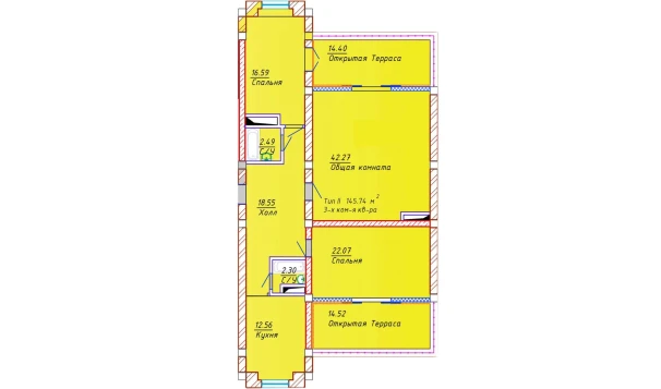 3-комнатная квартира 145.74 м²  10/10 этаж | Жилой комплекс Samarqand Park Avenue