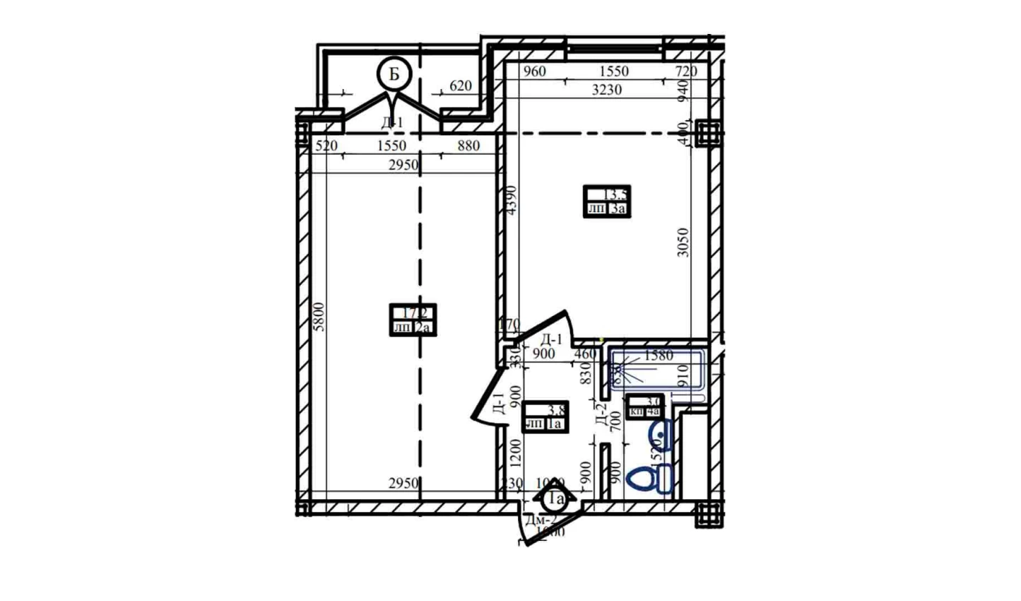 1-комнатная квартира 39.17 м²  5/5 этаж