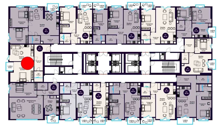 2-комнатная квартира 67.11 м²  6/6 этаж