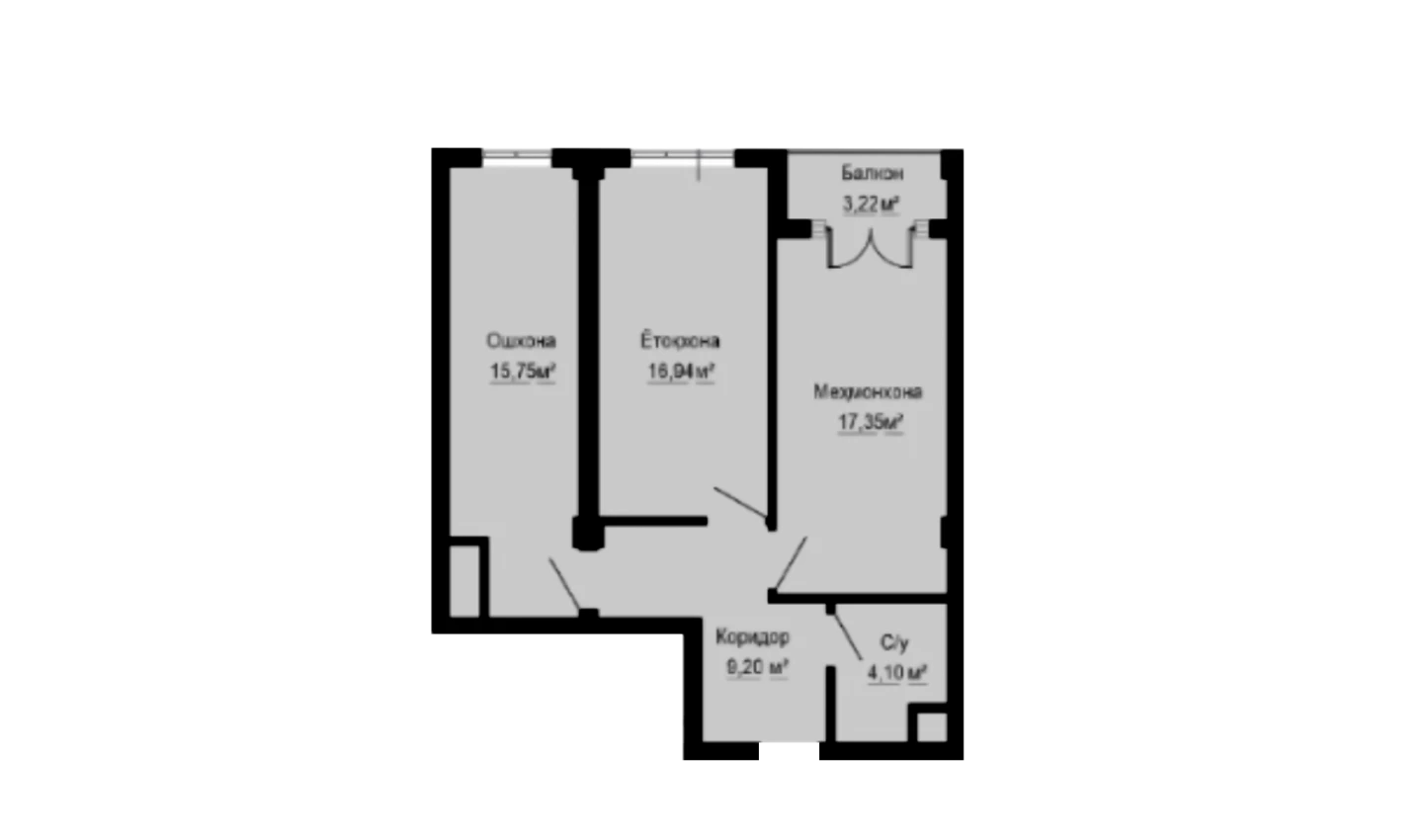 2-комнатная квартира 66.6 м²  14/14 этаж