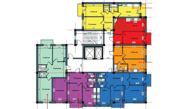 1-xonali xonadon 44.2 m²  6/10 qavat | NUR BARAKA Turar-joy majmuasi