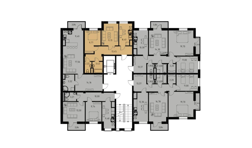 2-комнатная квартира 48.39 м²  6/6 этаж