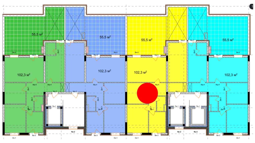 4-xonali xonadon 102.3 m²  13/13 qavat