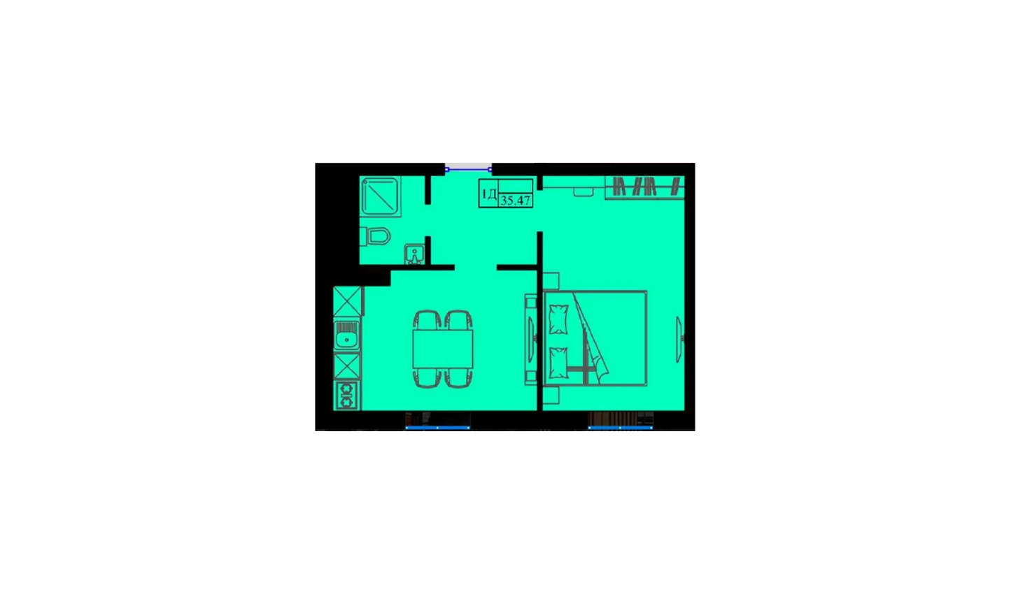 1-xonali xonadon 36 m²  6/6 qavat