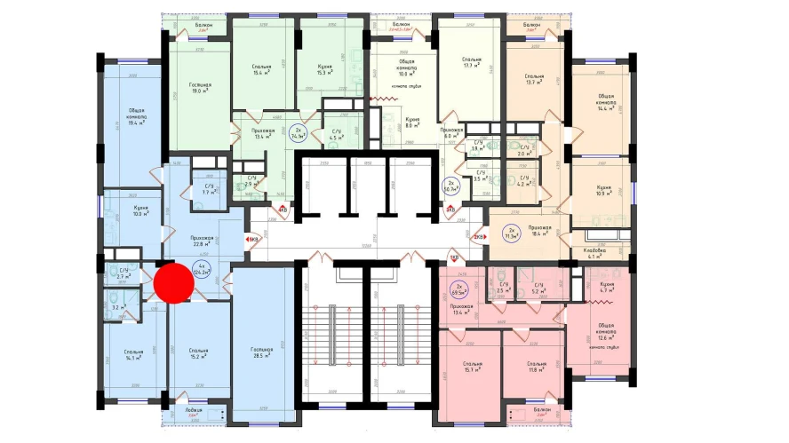 4-комнатная квартира 124.2 м²  15/15 этаж