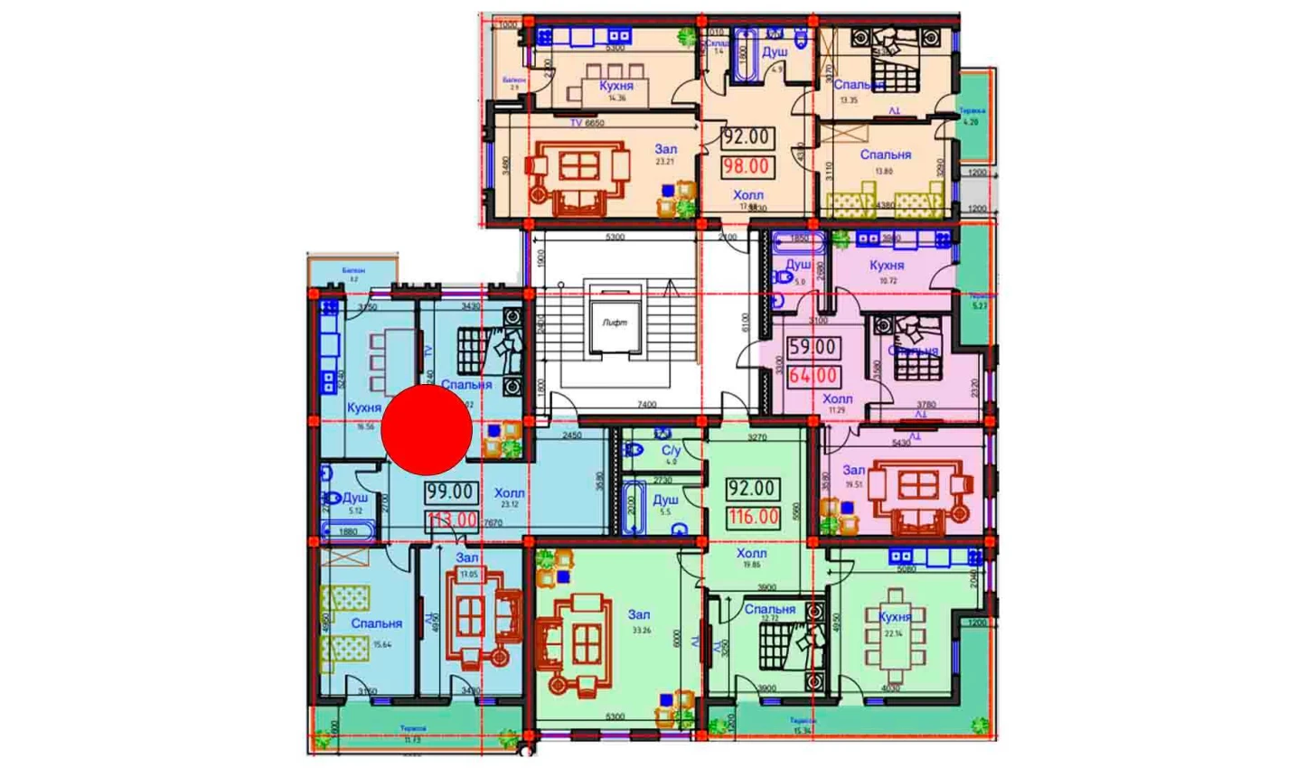 3-комнатная квартира 113 м²  9/9 этаж