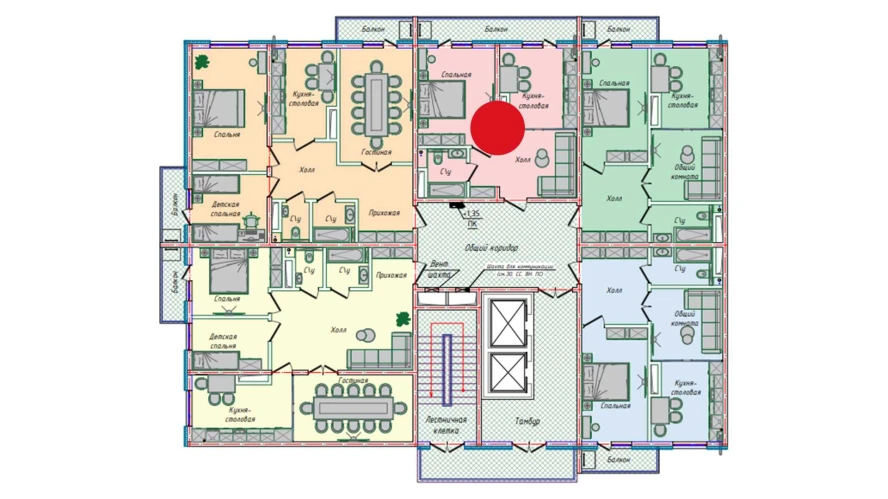 1-комнатная квартира 43.98 м²  9/9 этаж