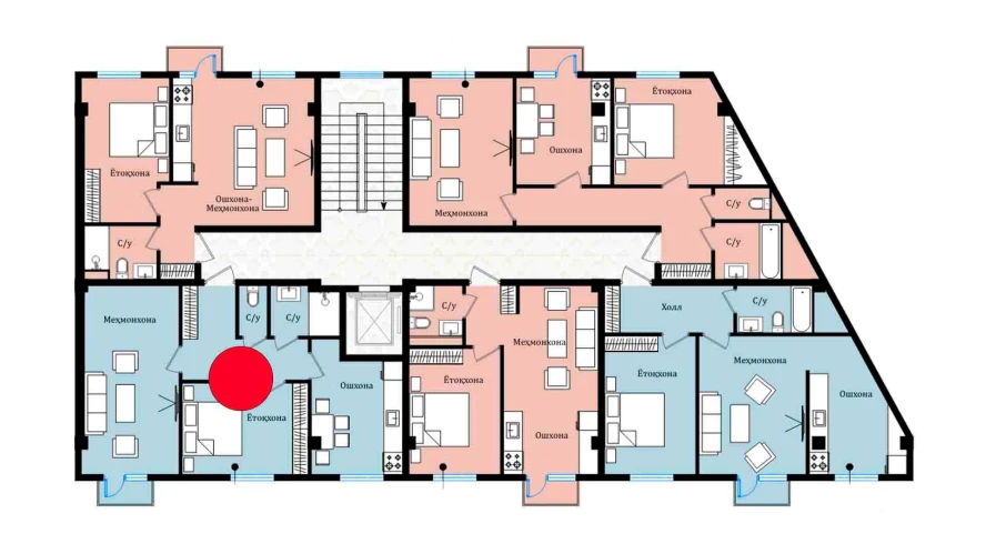 2-xonali xonadon 54.85 m²  5/5 qavat