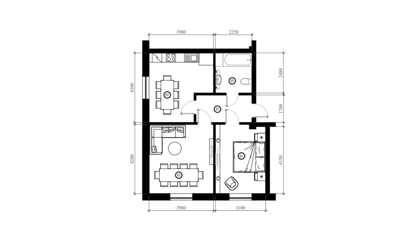 2-комнатная квартира 56.6 м²  3/3 этаж