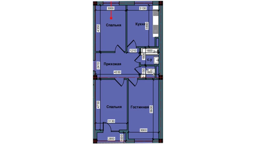 3-комнатная квартира 78.6 м²  8/8 этаж