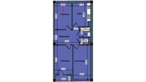 3-xonali xonadon 78.6 m²  4/9 qavat | NUR BARAKA Turar-joy majmuasi