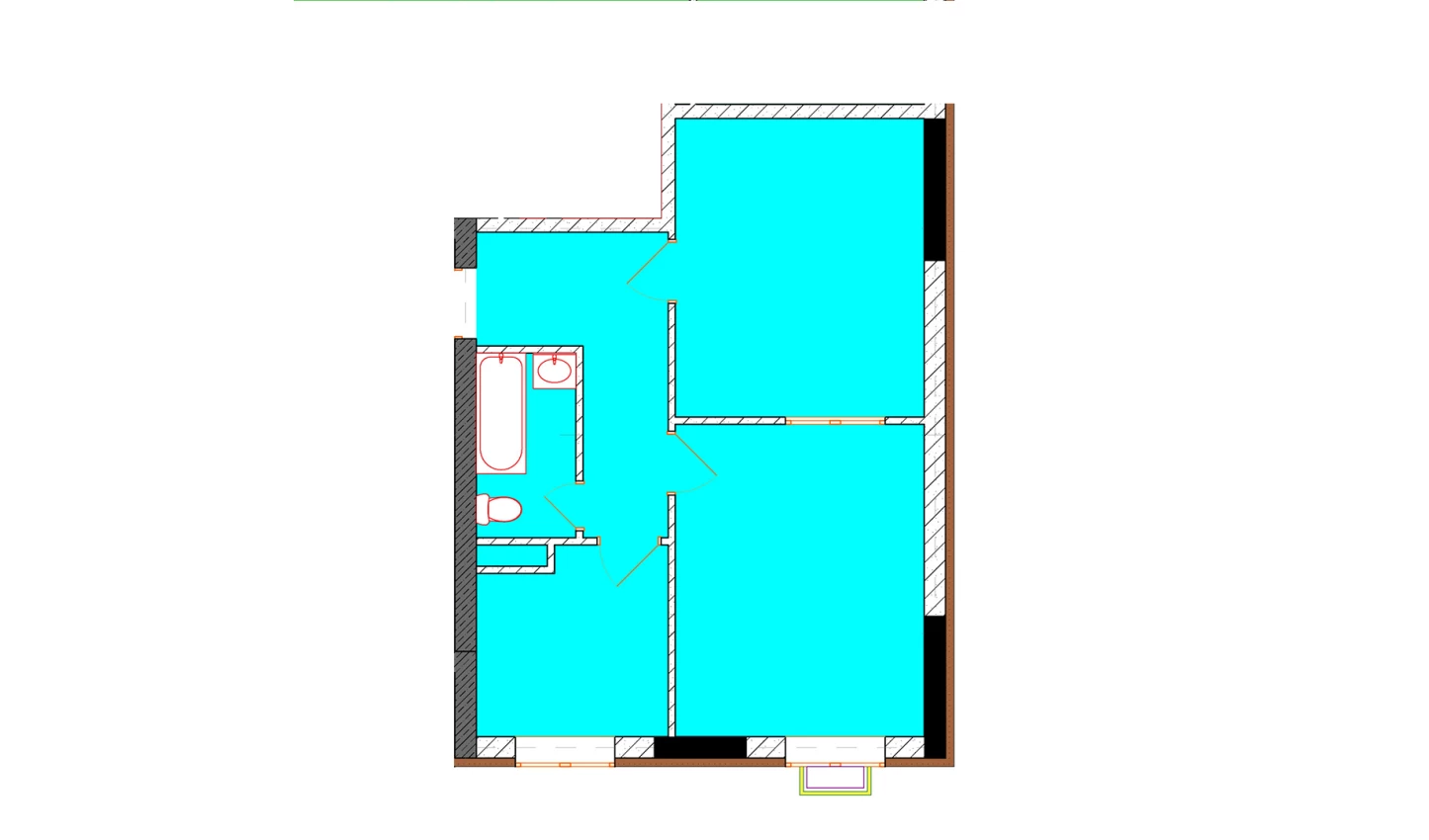 2-xonali xonadon 50.3 m²  4/4 qavat