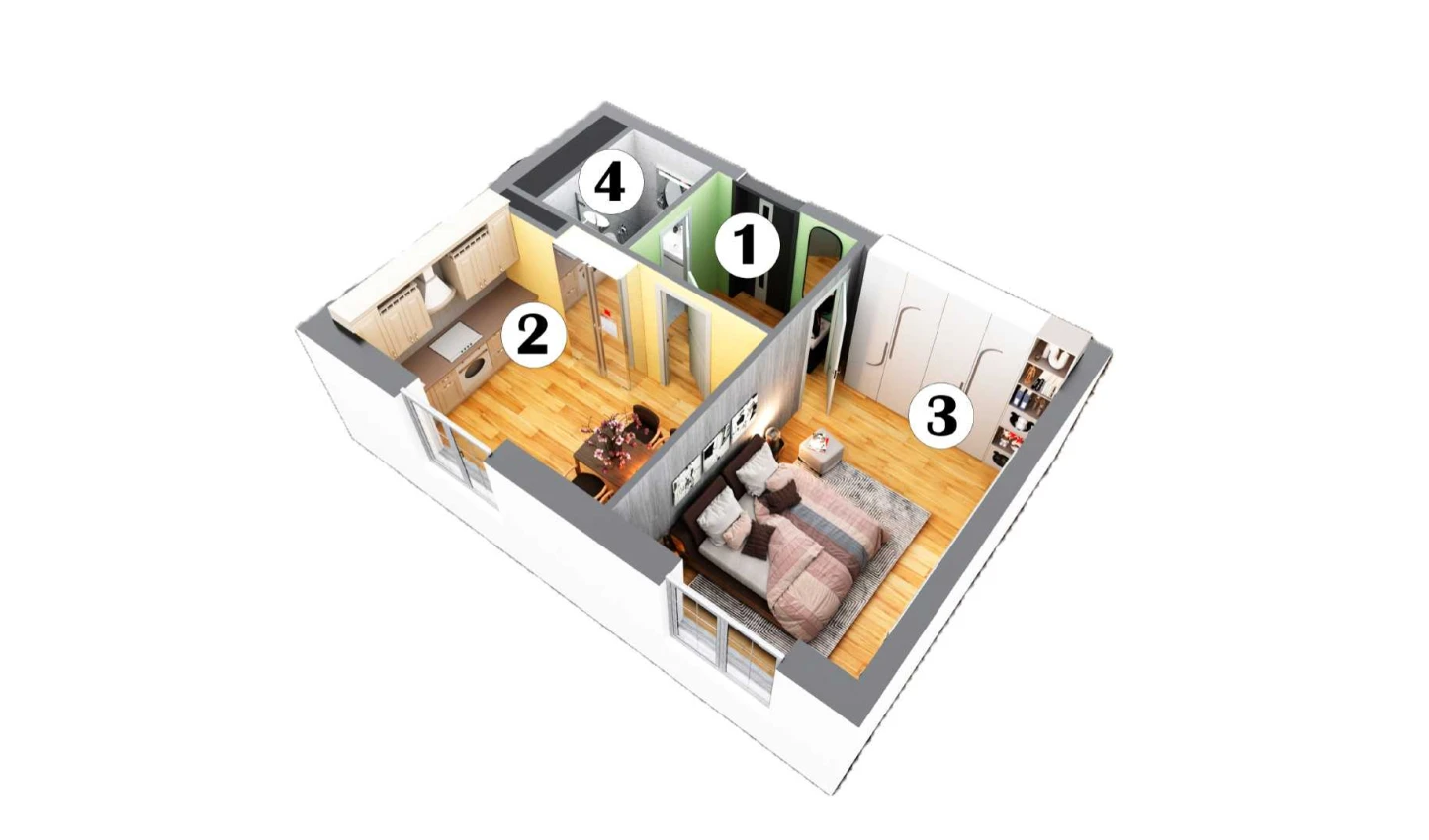 1-комнатная квартира 36 м²  0/0 этаж