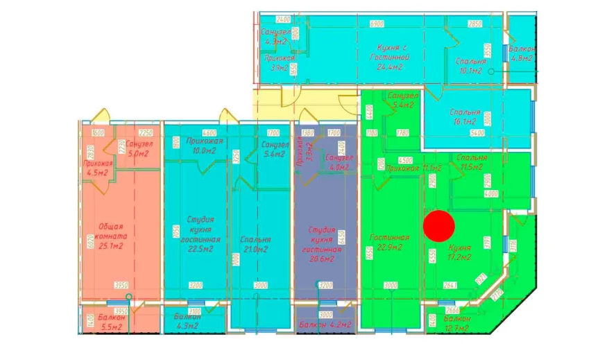 2-комнатная квартира 80.8 м²  9/9 этаж