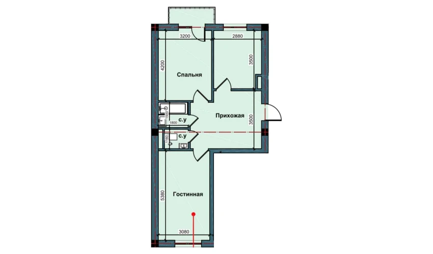 2-xonali xonadon 60.7 m²  7/10 qavat | NUR BARAKA Turar-joy majmuasi