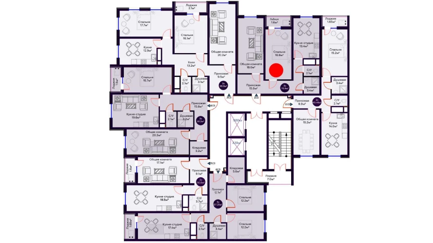 3-комнатная квартира 70.9 м²  8/8 этаж