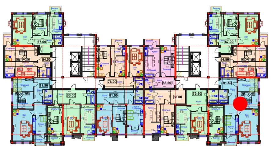 3-комнатная квартира 91.5 м²  10/10 этаж