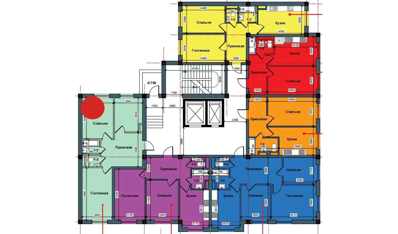 2-комнатная квартира 61.3 м²  1/1 этаж