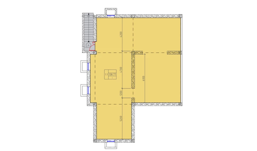 1-xonali xonadon 172.4 m²  1/1 qavat