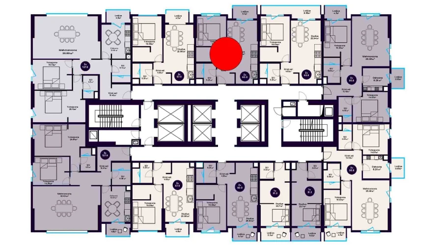 2-комнатная квартира 60 м²  4/4 этаж