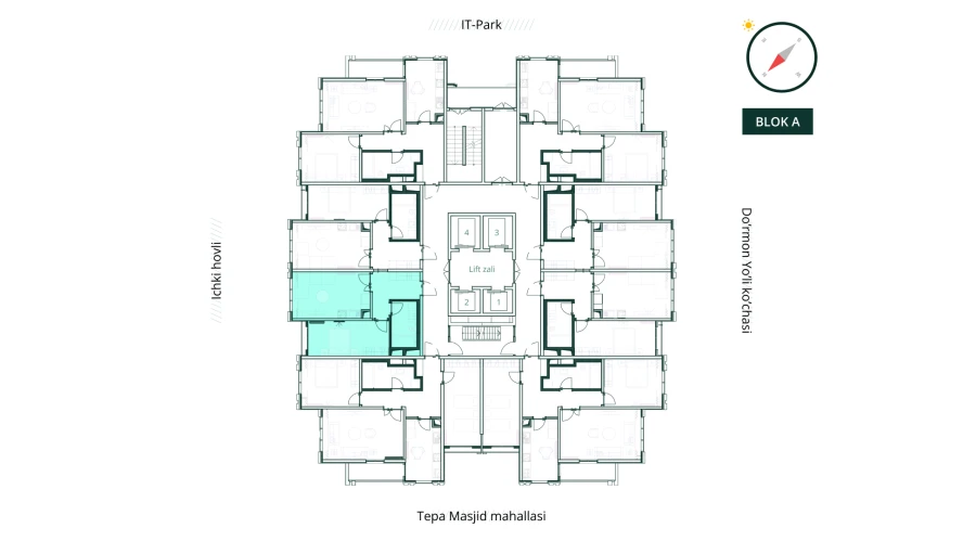 2-xonali xonadon 47.59 m²  10/10 qavat