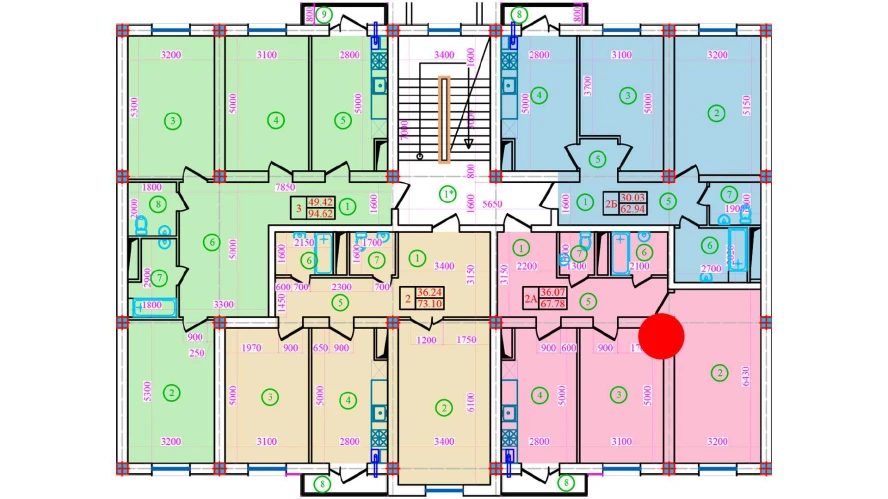 2-комнатная квартира 67.78 м²  3/3 этаж