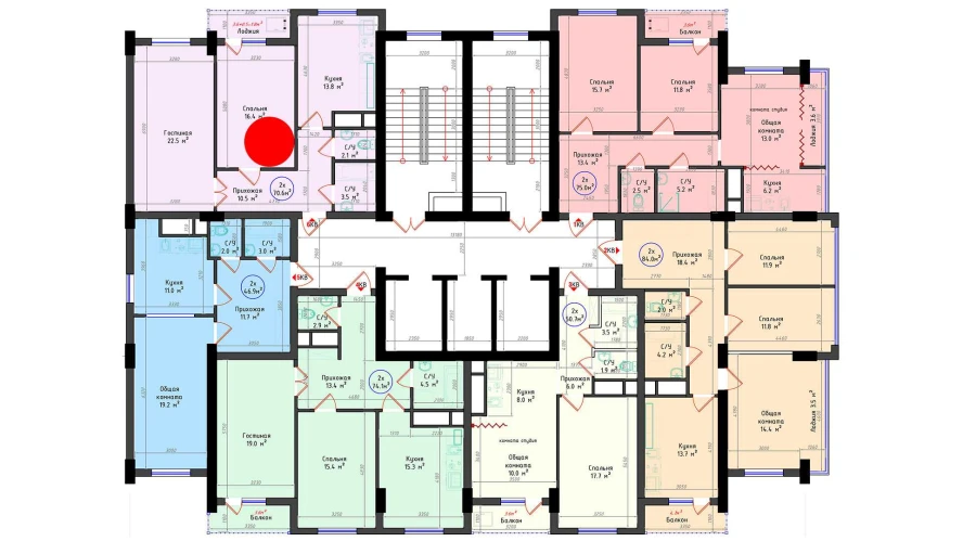 2-комнатная квартира 70.6 м²  2/2 этаж