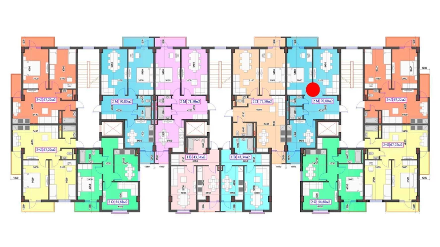 2-комнатная квартира 70.8 м²  3/3 этаж