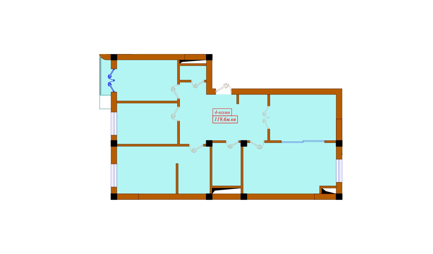 4-комнатная квартира 119.6 м²  3/3 этаж