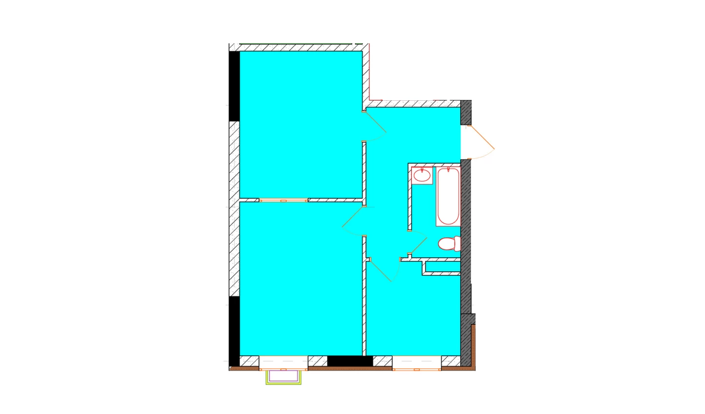 2-комнатная квартира 50.3 м²  3/3 этаж