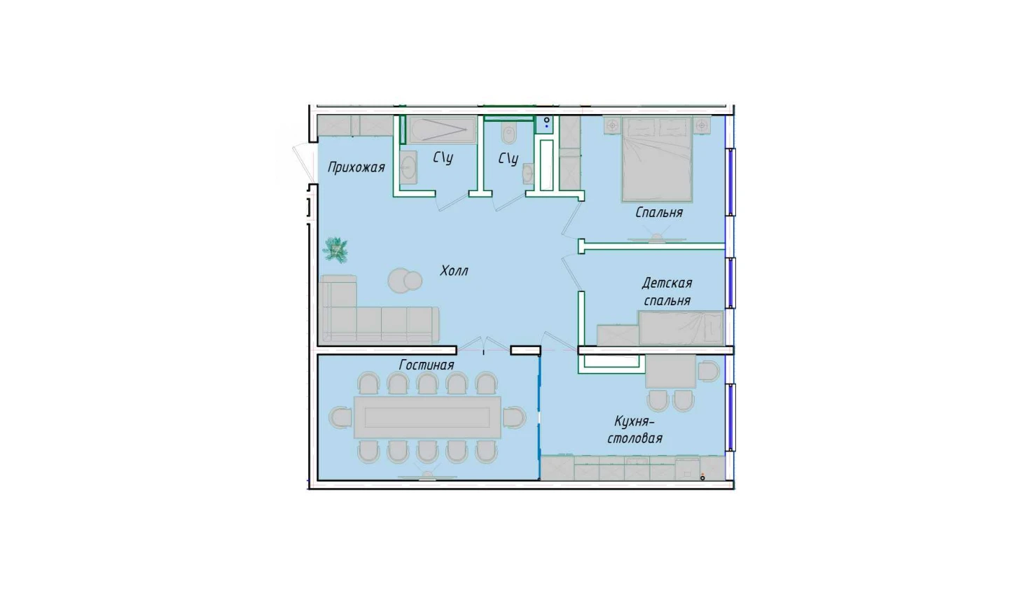 3-xonali xonadon 79.39 m²  1/1 qavat