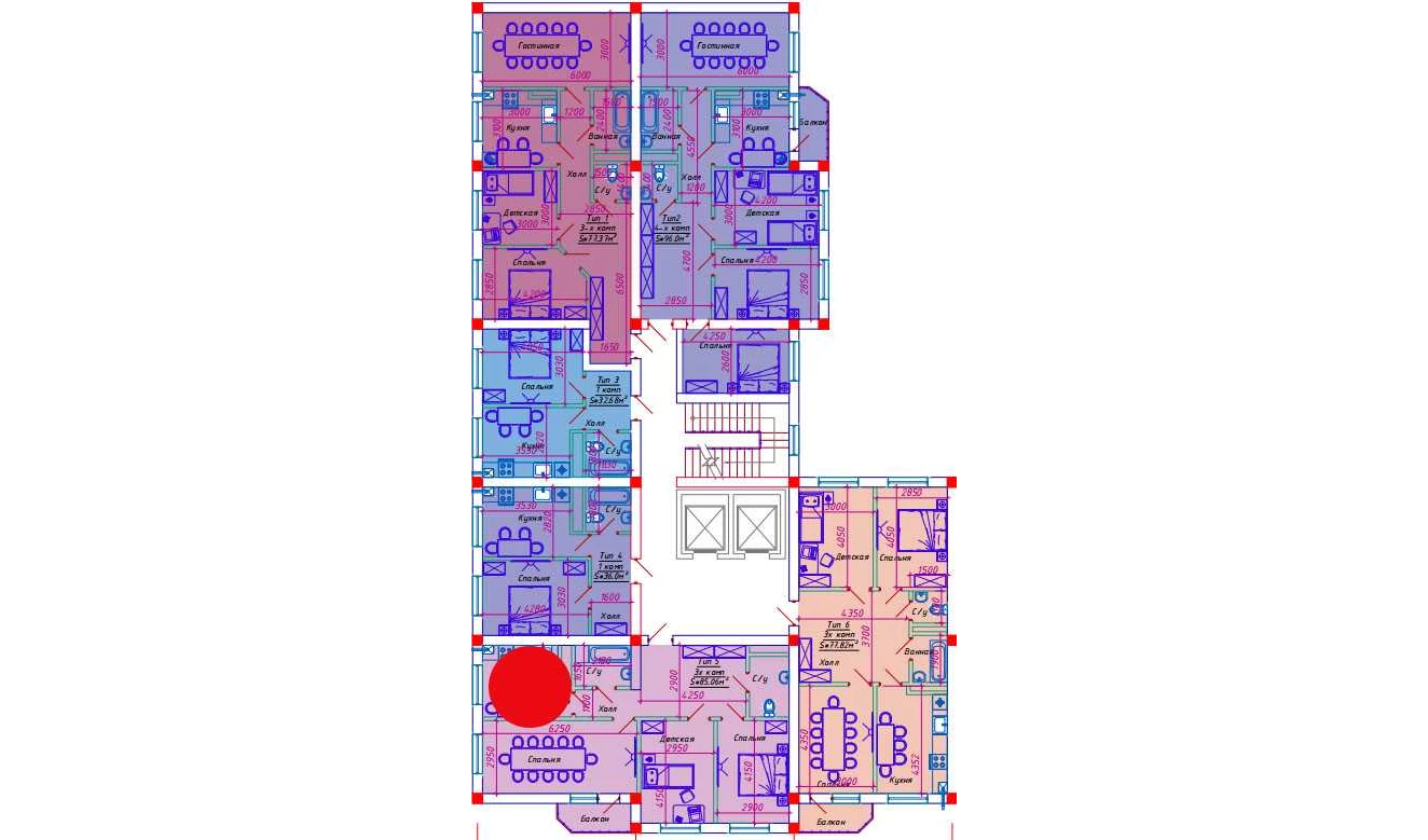 3-комнатная квартира 85.06 м²  3/3 этаж