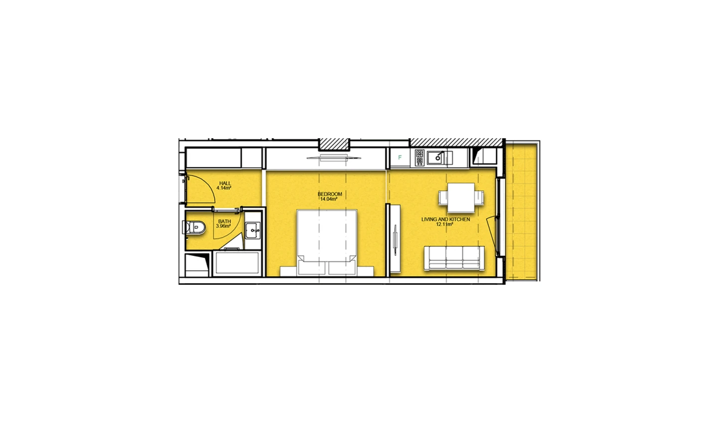 1-xonali xonadon 39.38 m²  15/15 qavat