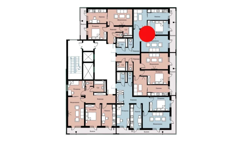 2-xonali xonadon 59.64 m²  2/16 qavat | SOKIN DIYOR Turar-joy majmuasi