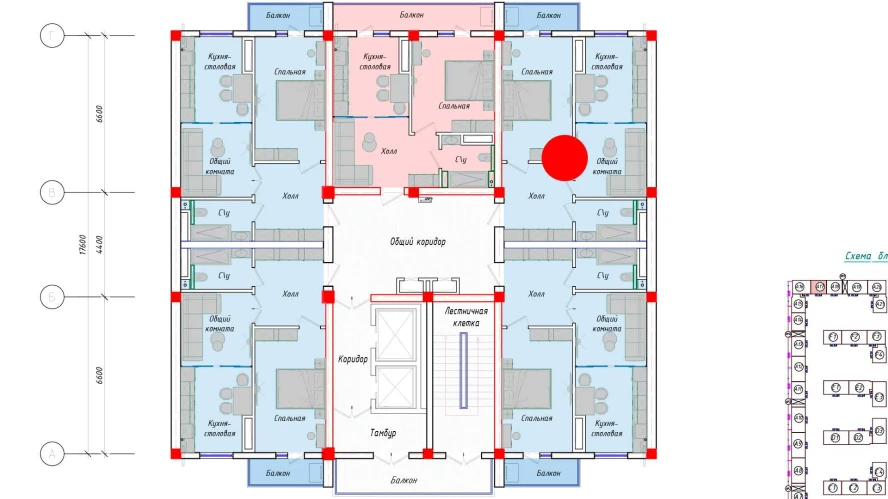 2-xonali xonadon 53.44 m²  11/11 qavat