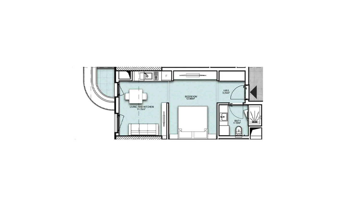 1-комнатная квартира 34.8 м²  5/5 этаж