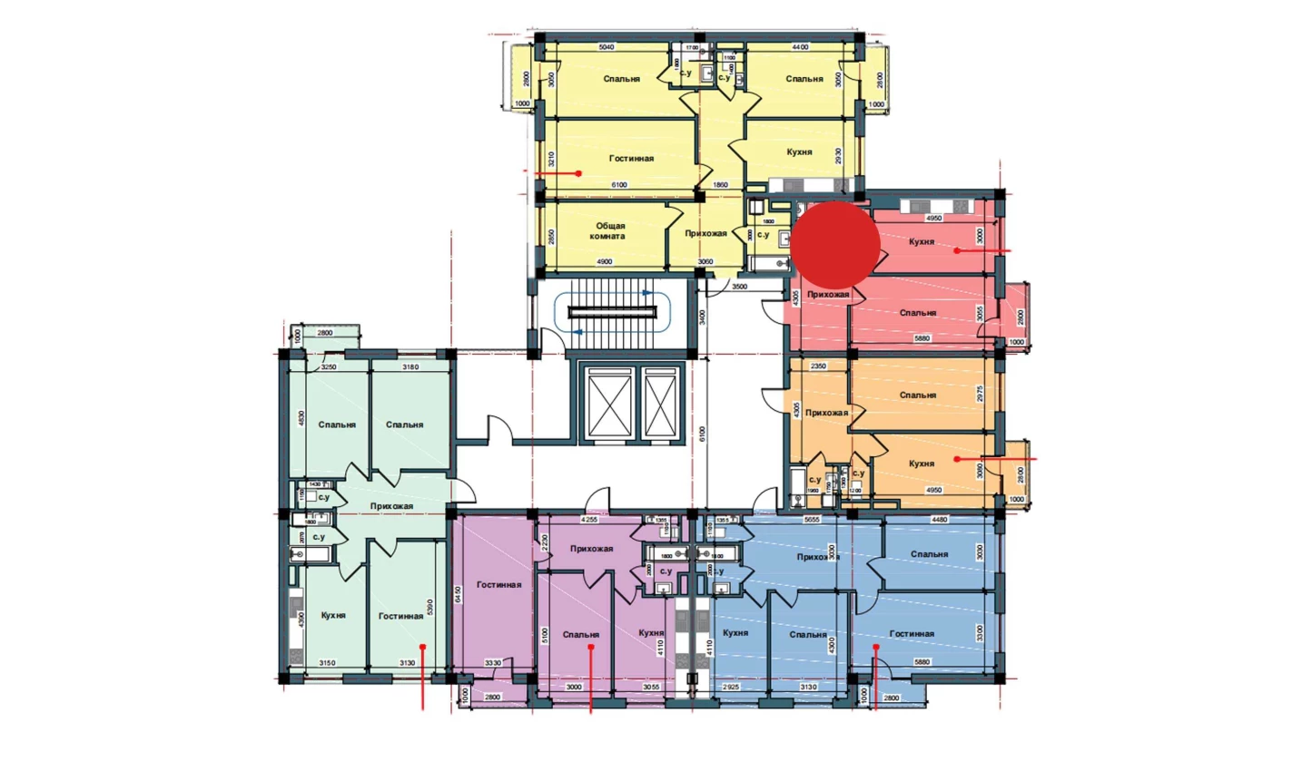 1-комнатная квартира 54.3 м²  7/7 этаж