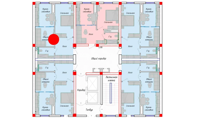 2-комнатная квартира 40.69 м²  1/1 этаж