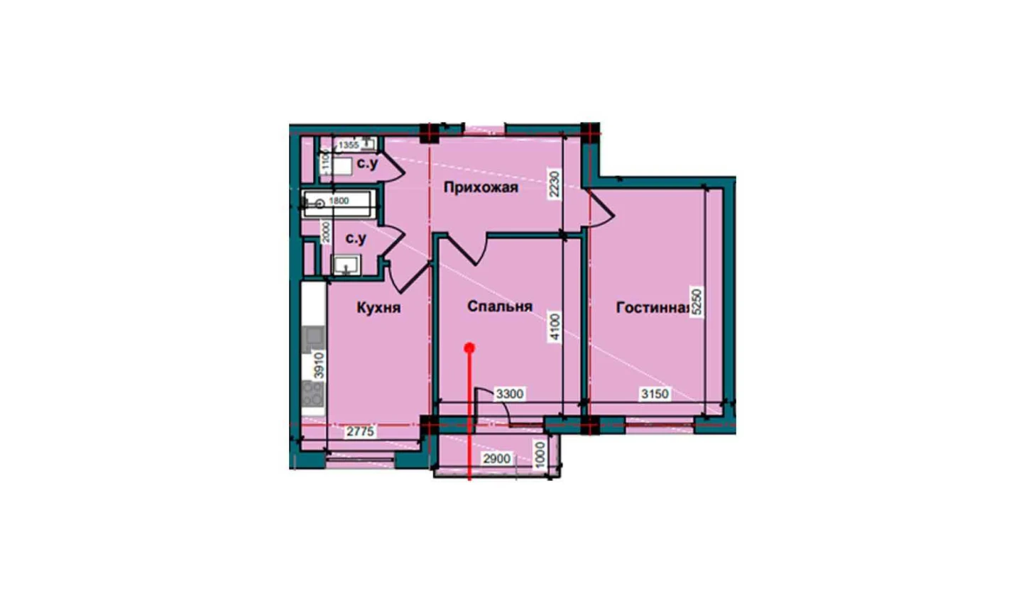 2-комнатная квартира 63.8 м²  4/4 этаж