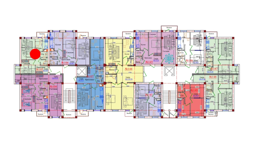 2-комнатная квартира 55 м²  8/8 этаж