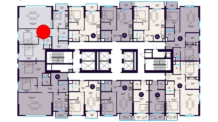 3-xonali xonadon 127.6 m²  13/13 qavat