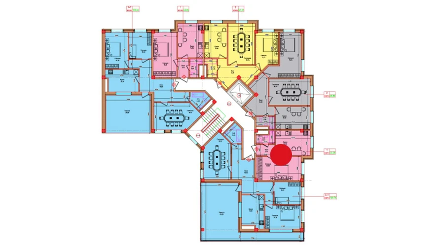 1-xonali xonadon 40.28 m²  8/8 qavat