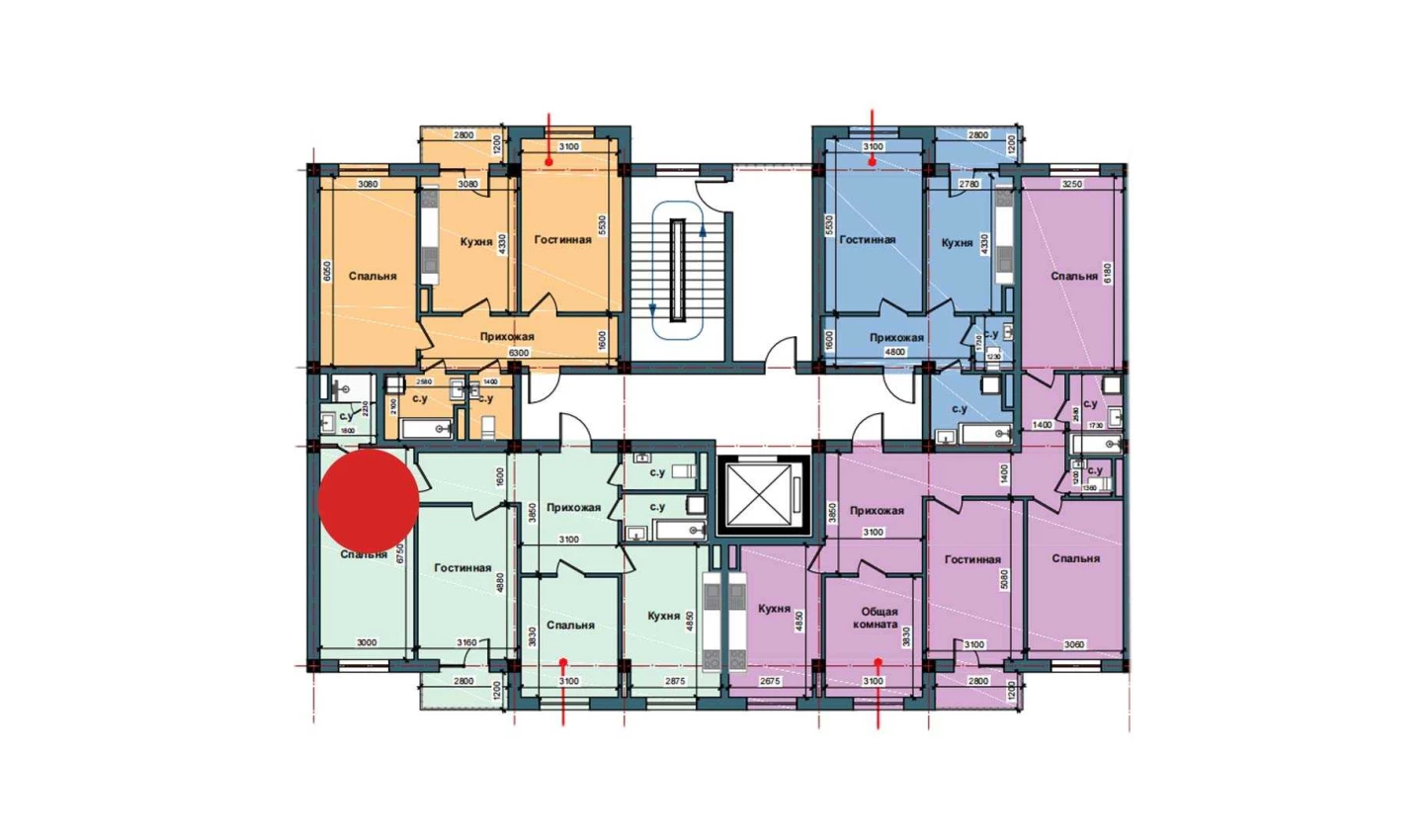 3-комнатная квартира 98.4 м²  4/4 этаж