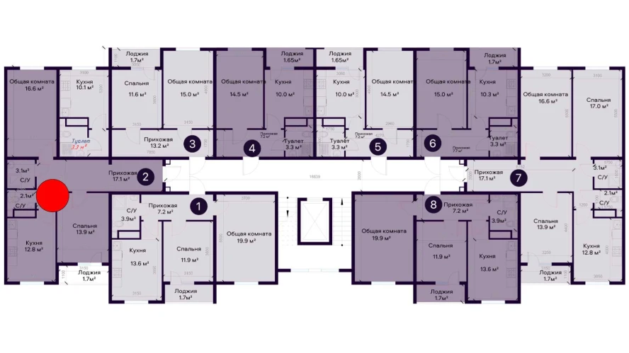 2-xonali xonadon 67.3 m²  3/3 qavat