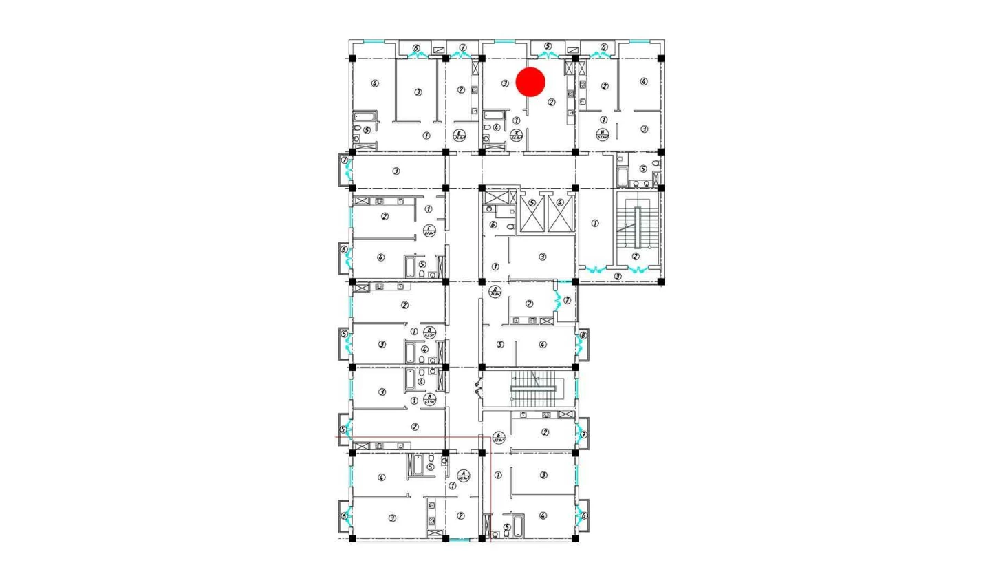 2-комнатная квартира 54 м²  8/8 этаж