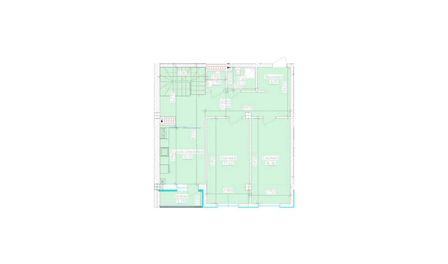 3-xonali xonadon 81.6 m²  9/9 qavat | Aero Town Turar-joy majmuasi