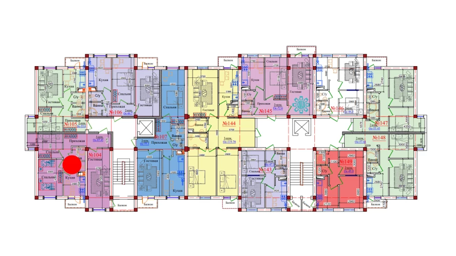 3-xonali xonadon 87.45 m²  5/5 qavat