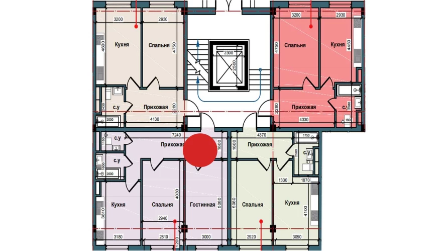 2-комнатная квартира 64.1 м²  9/9 этаж