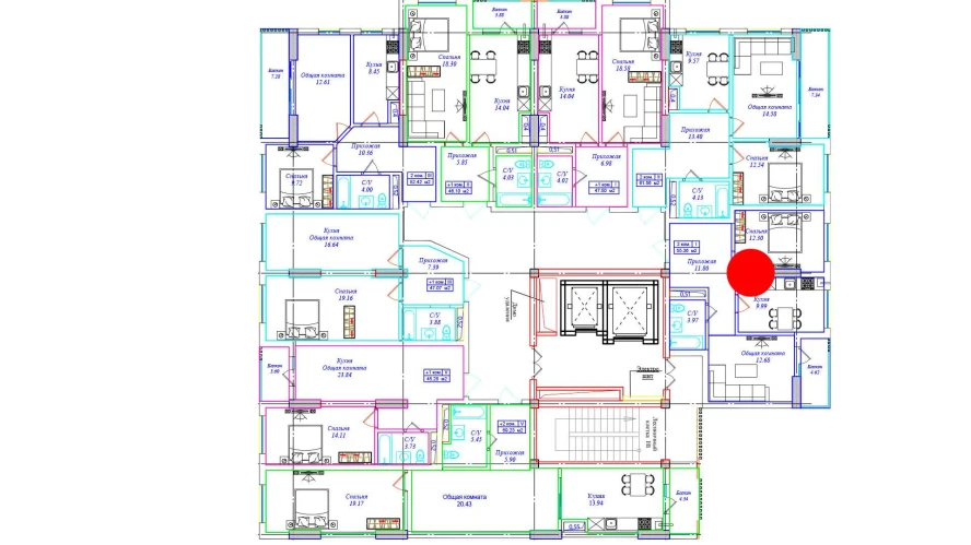 2-комнатная квартира 55.36 м²  13/13 этаж