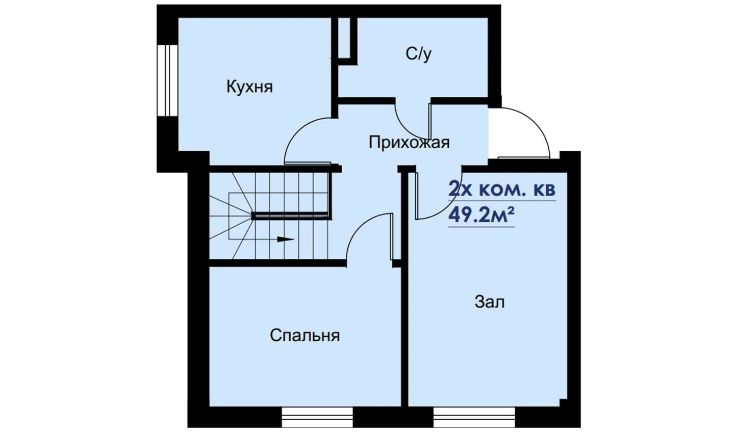 2-комнатная квартира 49.2 м²  1/1 этаж